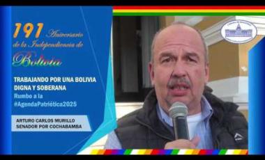 Embedded thumbnail for Senador Arturo Murillo saluda 191 años de independencia Bolivia #6DeAgosto